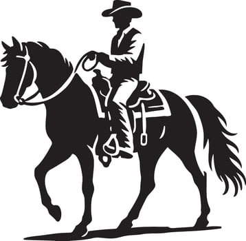 Male Cowboy Ride Horse Illustration. vector