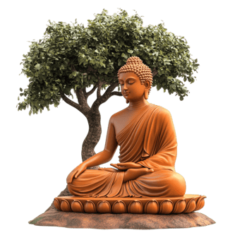 Serene Buddha Statue Under a Tree png