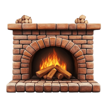 Classic Brick Fireplace with Decorative Mantel png