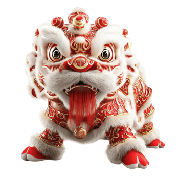 Vibrant Lion Dance Celebration Festival Traditional Performance Transparent Background png