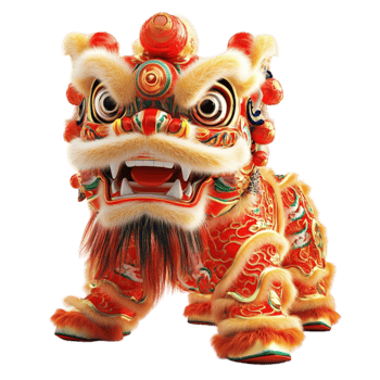 Rendering of a Lion Dance Performance Lunar New Year Celebrations against transparent background png