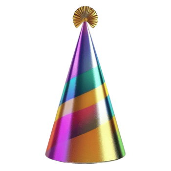 Colorful Party Hat with Stripes and Cone Shape png