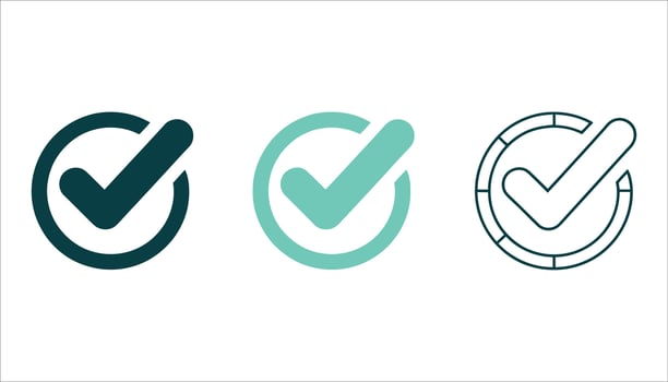 Check Symbol Collection. Completed, Done, and Certified Icons for Web and Graphics vector