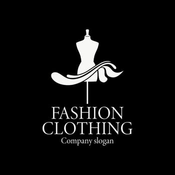 Sophisticated logo design for a fashion clothing company, featuring a mannequin silhouette with a flowing fabric element vector