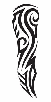Feminine Tribal Tattoo with Soft Swirls and Bold Edges vector