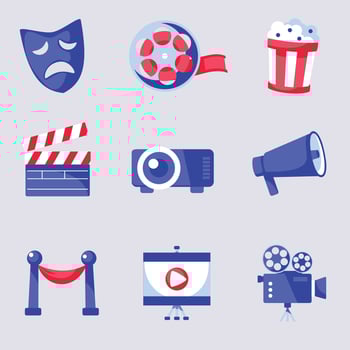 Movie and Filmmaking Equipment Icon Collection vector