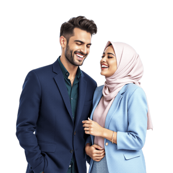 A man and woman in hijab are smiling png
