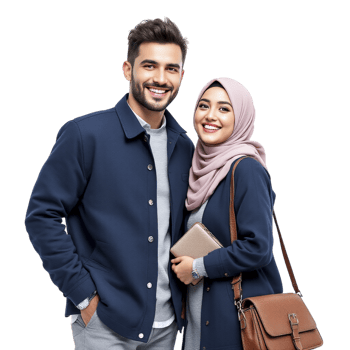 A young muslim couple posing for a photo png