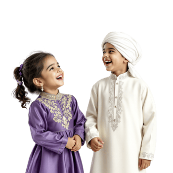 Two children in traditional clothing are smiling png