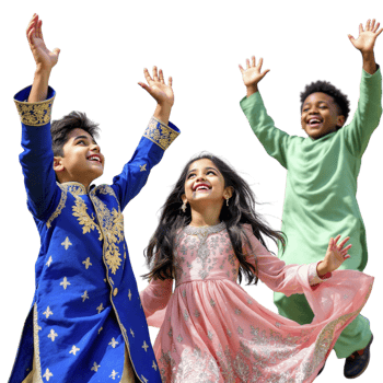 Three children jumping in the air png