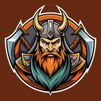 Modernized Viking Mascot Logo with Intricate Illustrations vector