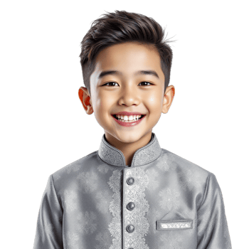 A young boy in a traditional asian outfit png