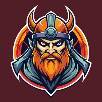 Modern Viking Mascot Logo with Abstract Elements vector