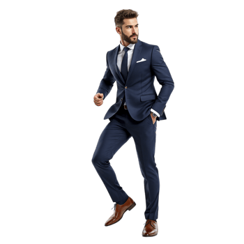 A man in a blue suit is standing png