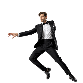 A man in a tuxedo jumping png