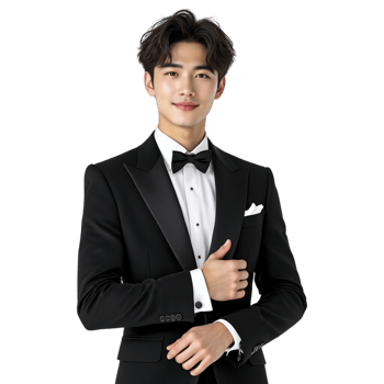 A man in a tuxedo posing for a photo png