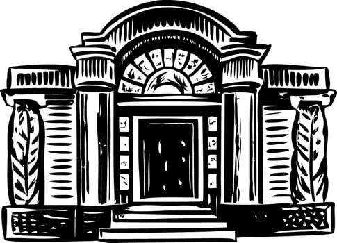 Casino entrance door and exterior, vintage illustration vector