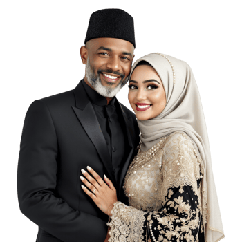 A man and woman in traditional clothing posing for a photo png