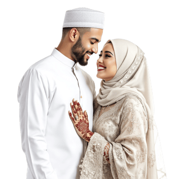 A young couple in traditional clothing posing for a photo png