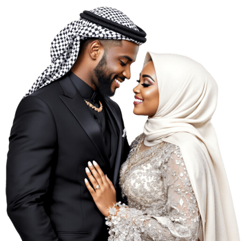 A man and woman in traditional clothing are posing for a photo png