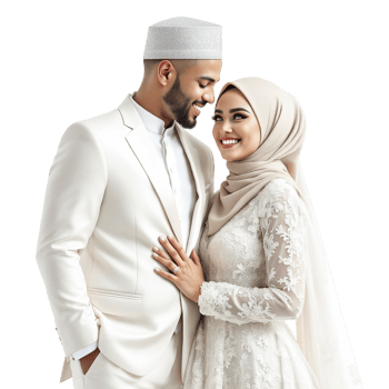 A beautiful couple in white wedding attire png