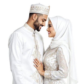 A muslim couple in traditional clothing png