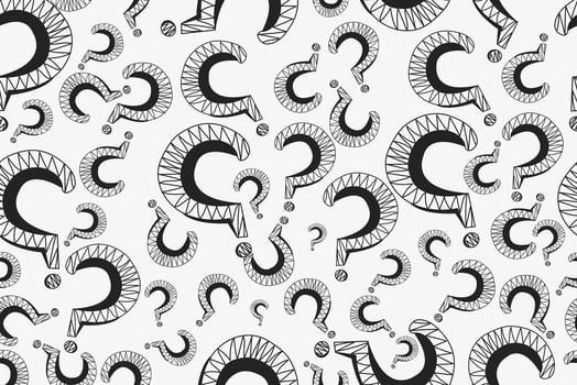 seamless pattern of hand drawn white question marks signs isolated on blue background vector