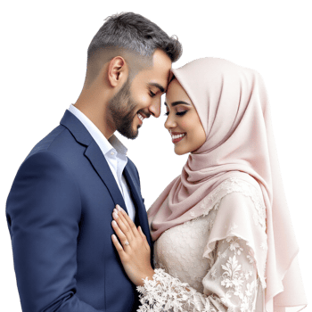 A muslim couple in a traditional wedding dress png