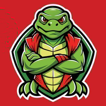 Modern Illustrative Turtle Mascot Logo with Abstract Geometric Shapes vector