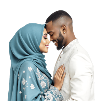 A beautiful couple in traditional clothing embracing each other png