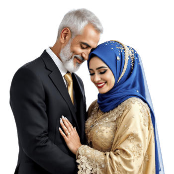 An older man and woman in traditional clothing png