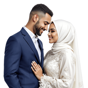A beautiful muslim couple posing for a photo png