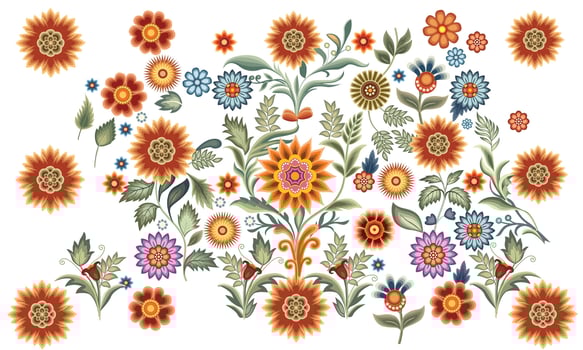 Element of Floral Vintage Design, Illustration. vector
