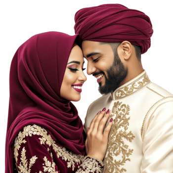 A beautiful muslim couple in traditional clothing png