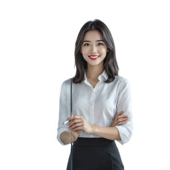 Asian business woman with a clipboard png