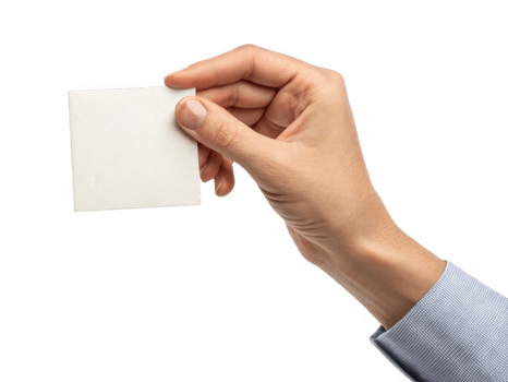 hand holding blank small sheet of paper, ideal for mockup designs png