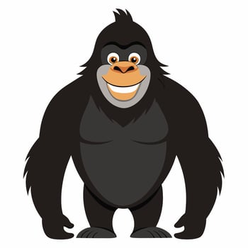 Cartoon cute gorilla smiles. Suitable for children's books, sticker, mascot, logo. illustration on white background vector
