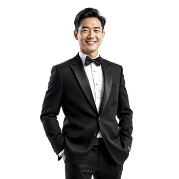 A man in a tuxedo posing for a photo png