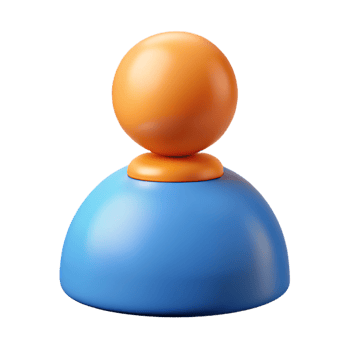 Vibrant 3D Profile Icon with Orange and Blue Colors png