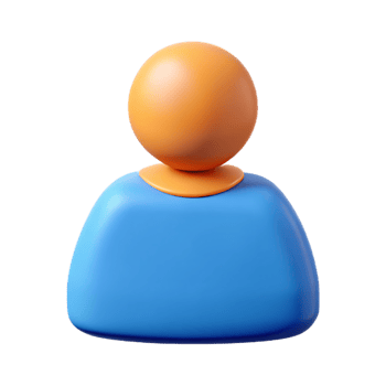 Vibrant 3D User Profile Icon in Orange and Blue png