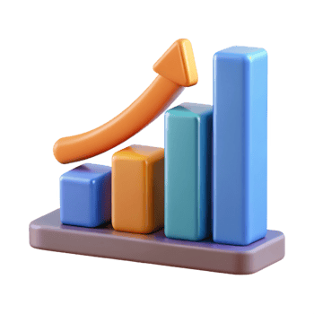 3D Illustration of a Growing Bar Graph png