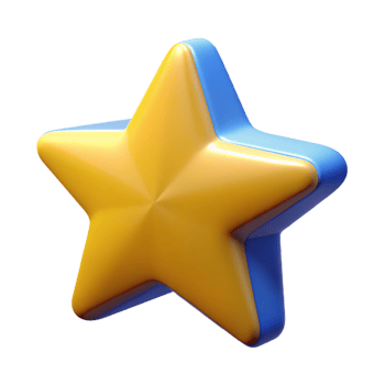 3D Rendered Cartoon Star Icon with Bright Colors png