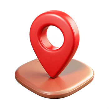 3D Red Location Pin Icon on a Peach Base png