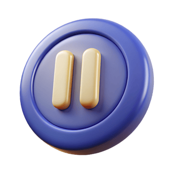 3D Rendered Pause Button Icon in Pastel Colors png