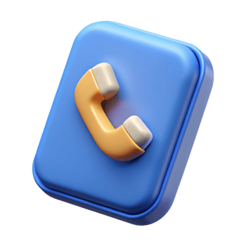 3D Rendered Call Icon on a Square Button png