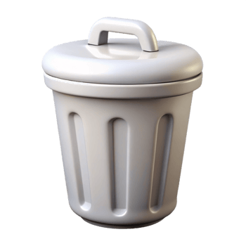3D Model of a Light Gray Trash Can png