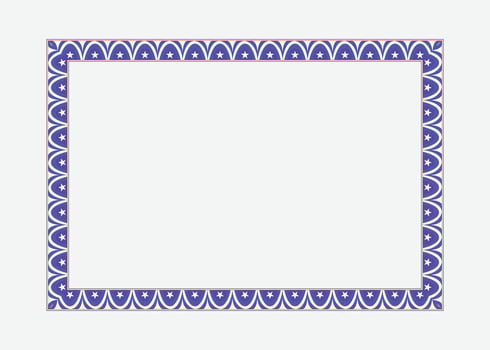 Certificate border design or blue color photo frame vector