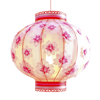 A hanging lantern with a red and white design png