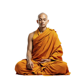 A man in a monk robe sitting in meditation png