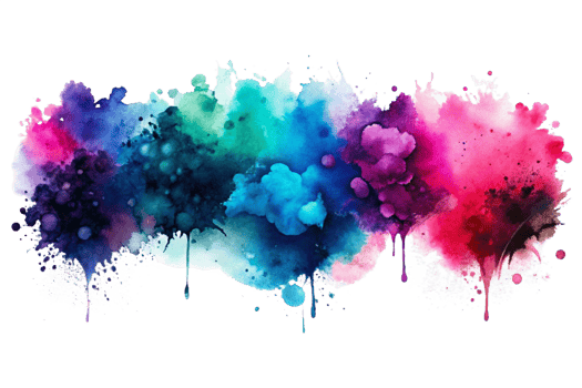 Vibrant Watercolor Explosion of Color Dripping Paint Splatter Abstract Art Background png
